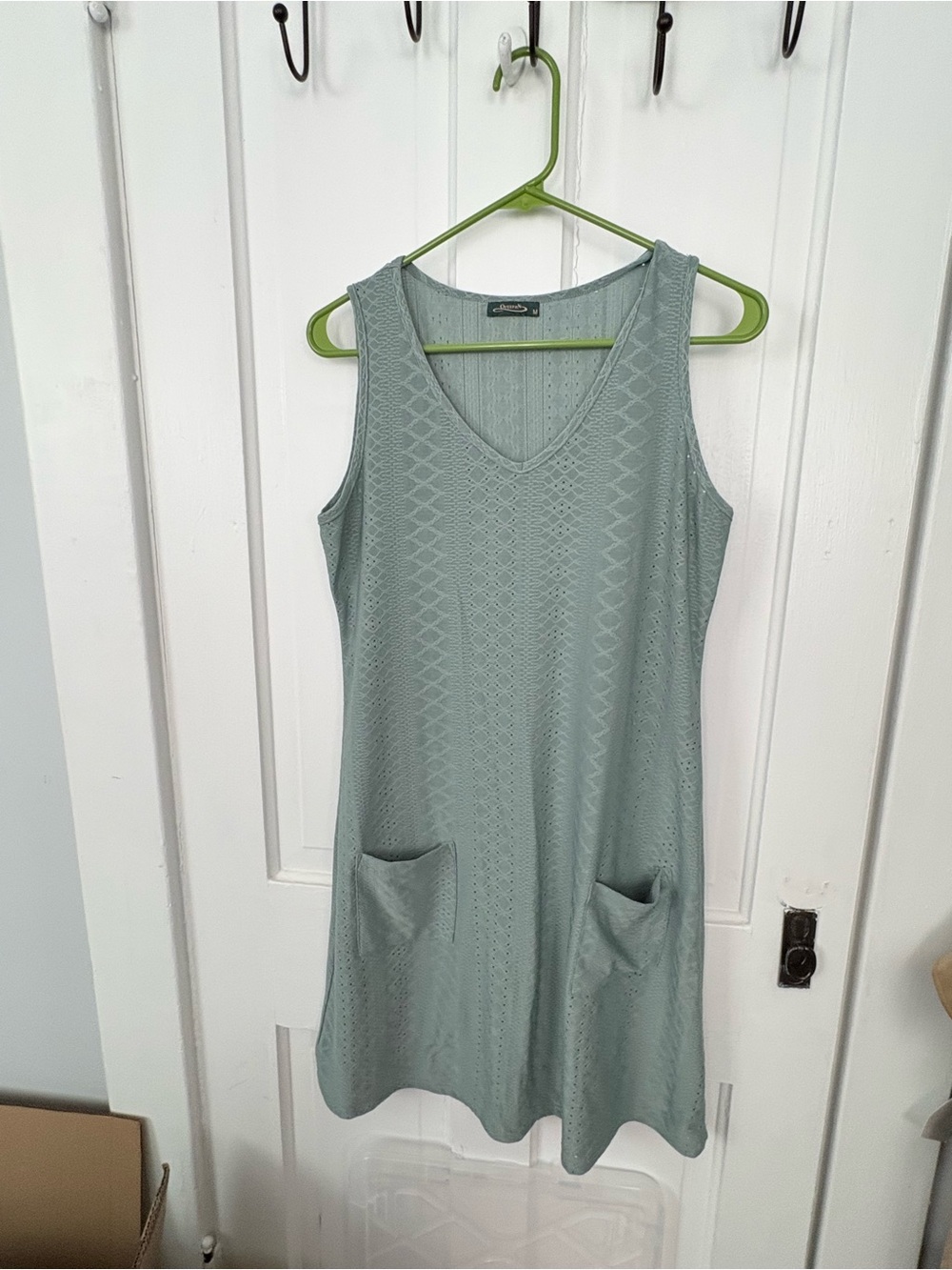 Sleeveless Knit Mini Dress with Pockets - Sage Green